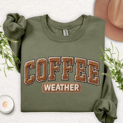 Faux Yarn Patch Coffee Weather Sweatshirt