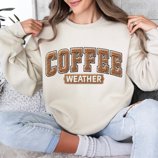 Faux Yarn Patch Coffee Weather Sweatshirt