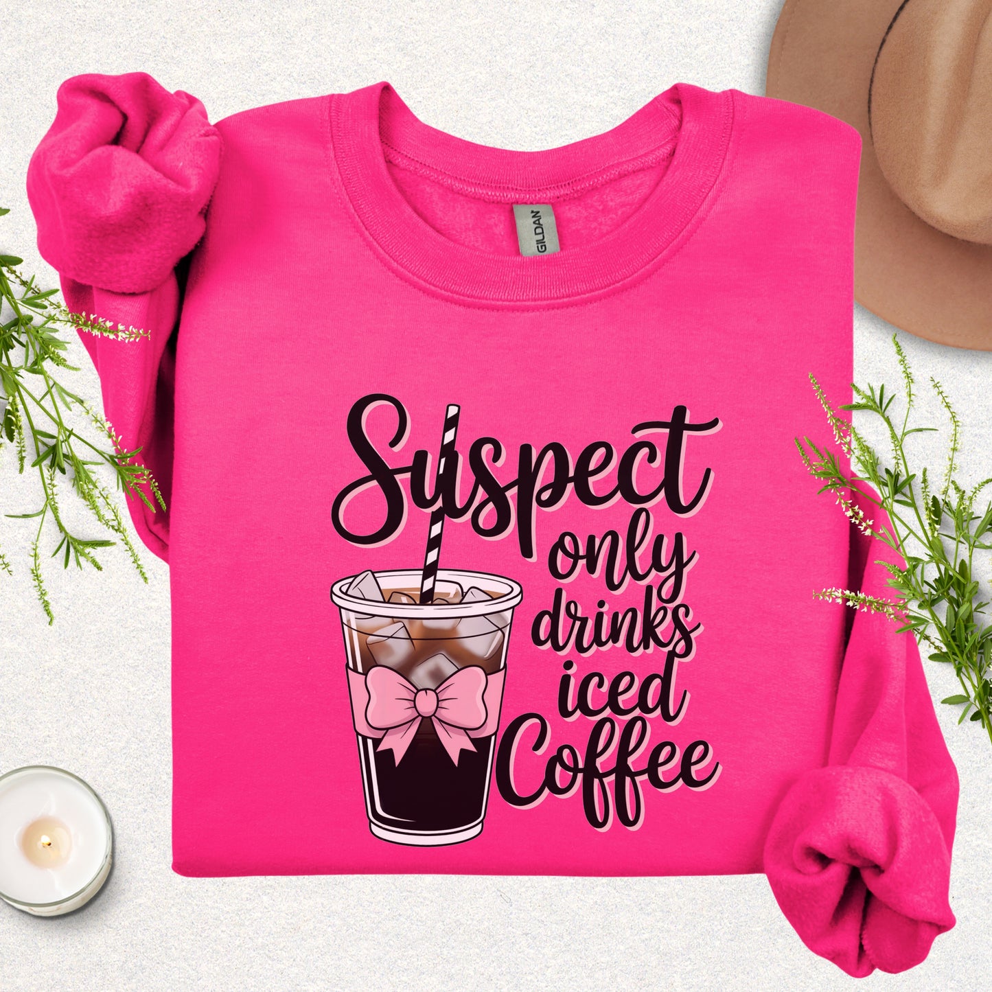 Suspect Only Drinks Iced Coffee Sweatshirt