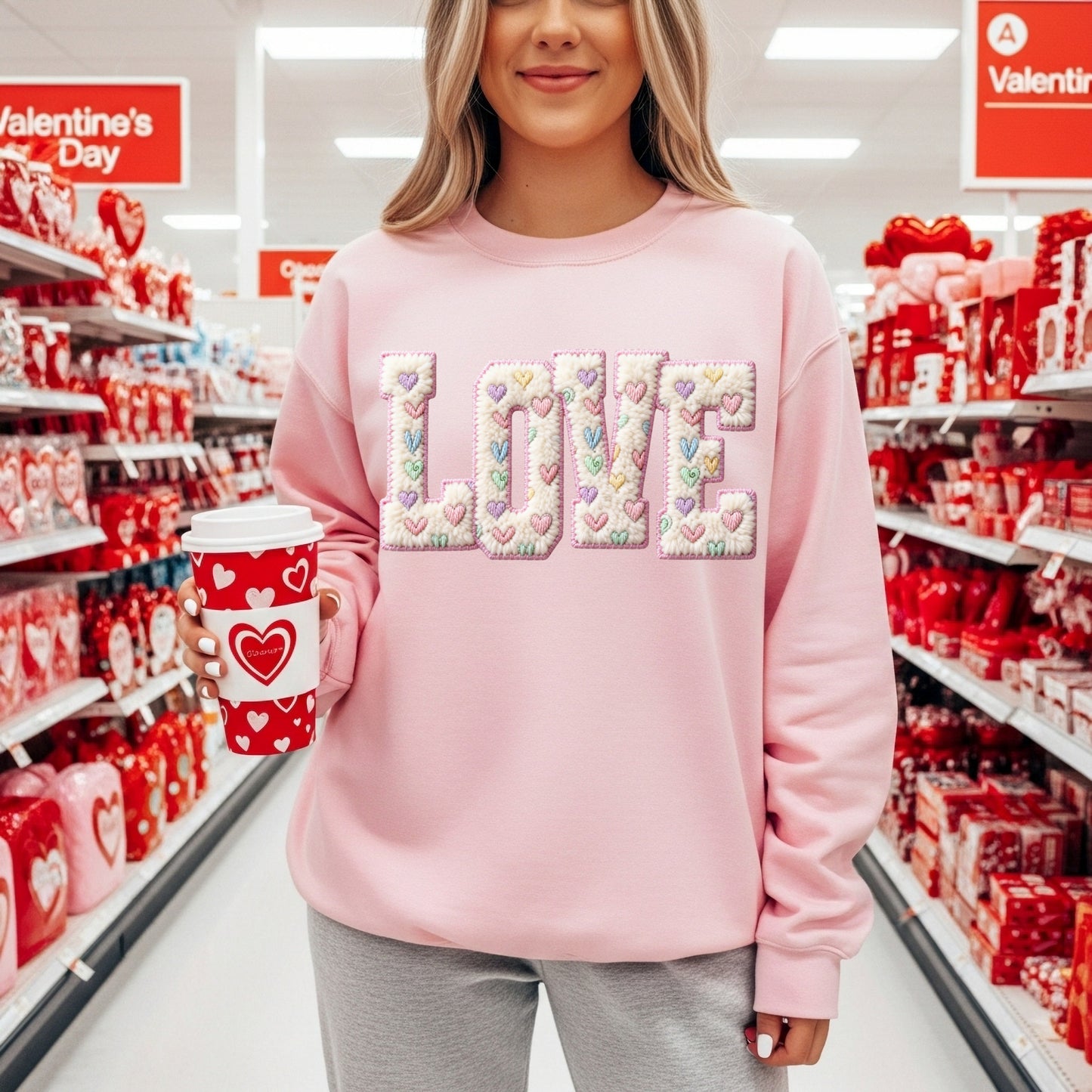 Faux Yarn LOVE Crewneck Sweatshirt