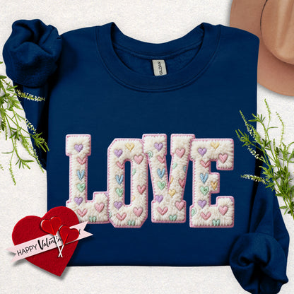 Faux Yarn LOVE Crewneck Sweatshirt