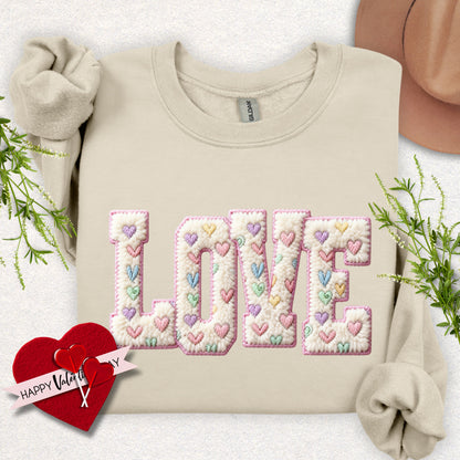 Faux Yarn LOVE Crewneck Sweatshirt