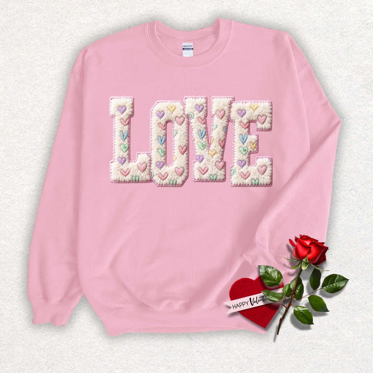 Faux Yarn LOVE Crewneck Sweatshirt