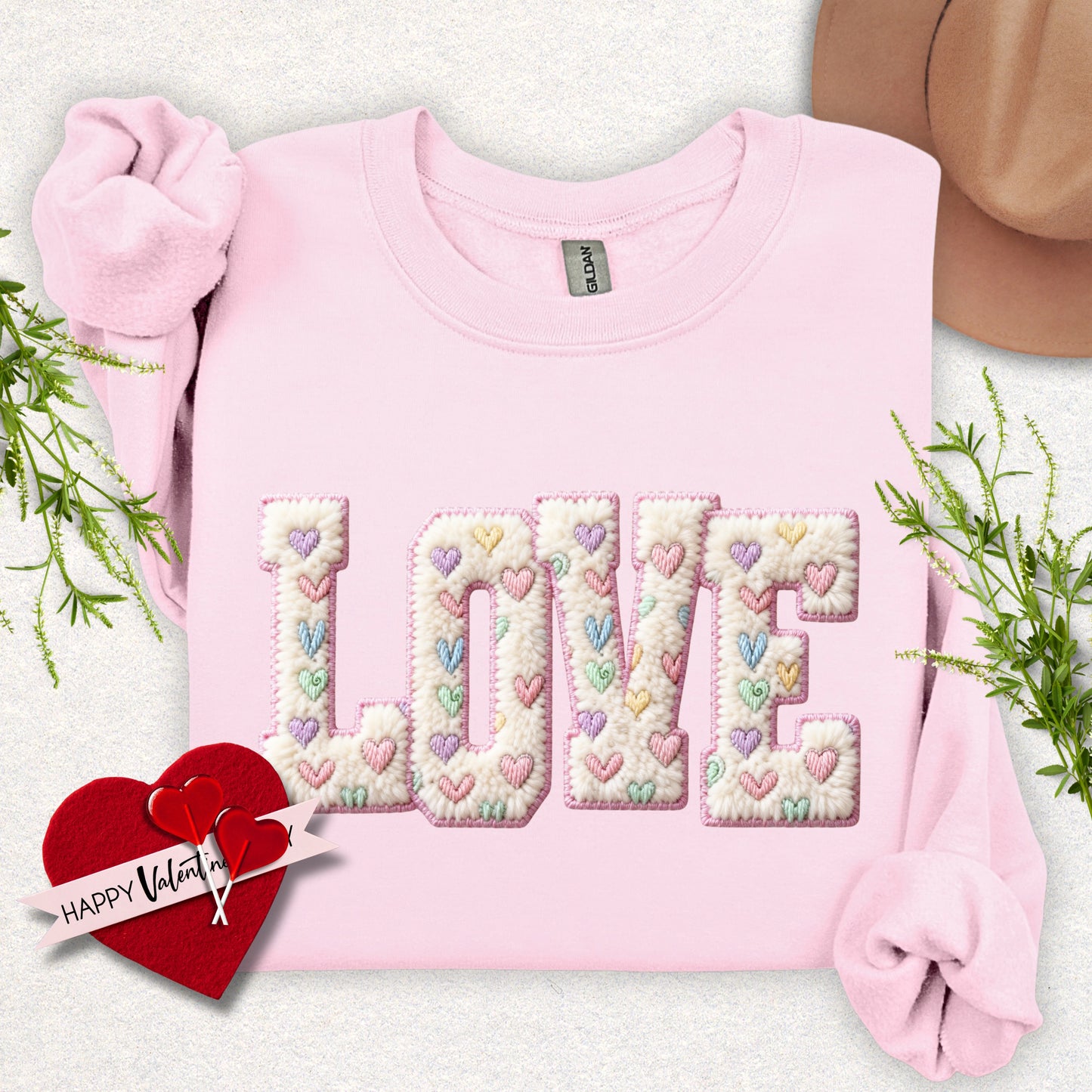 Faux Yarn LOVE Crewneck Sweatshirt