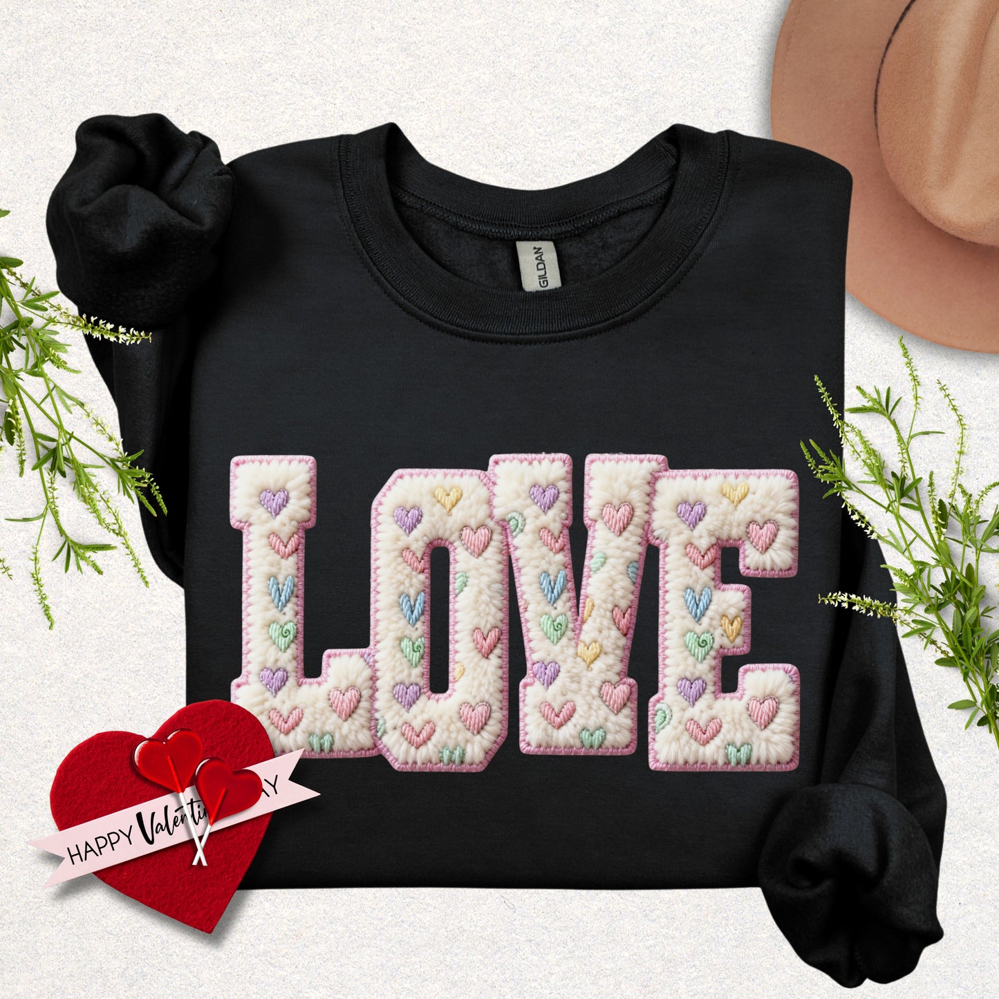 Faux Yarn LOVE Crewneck Sweatshirt