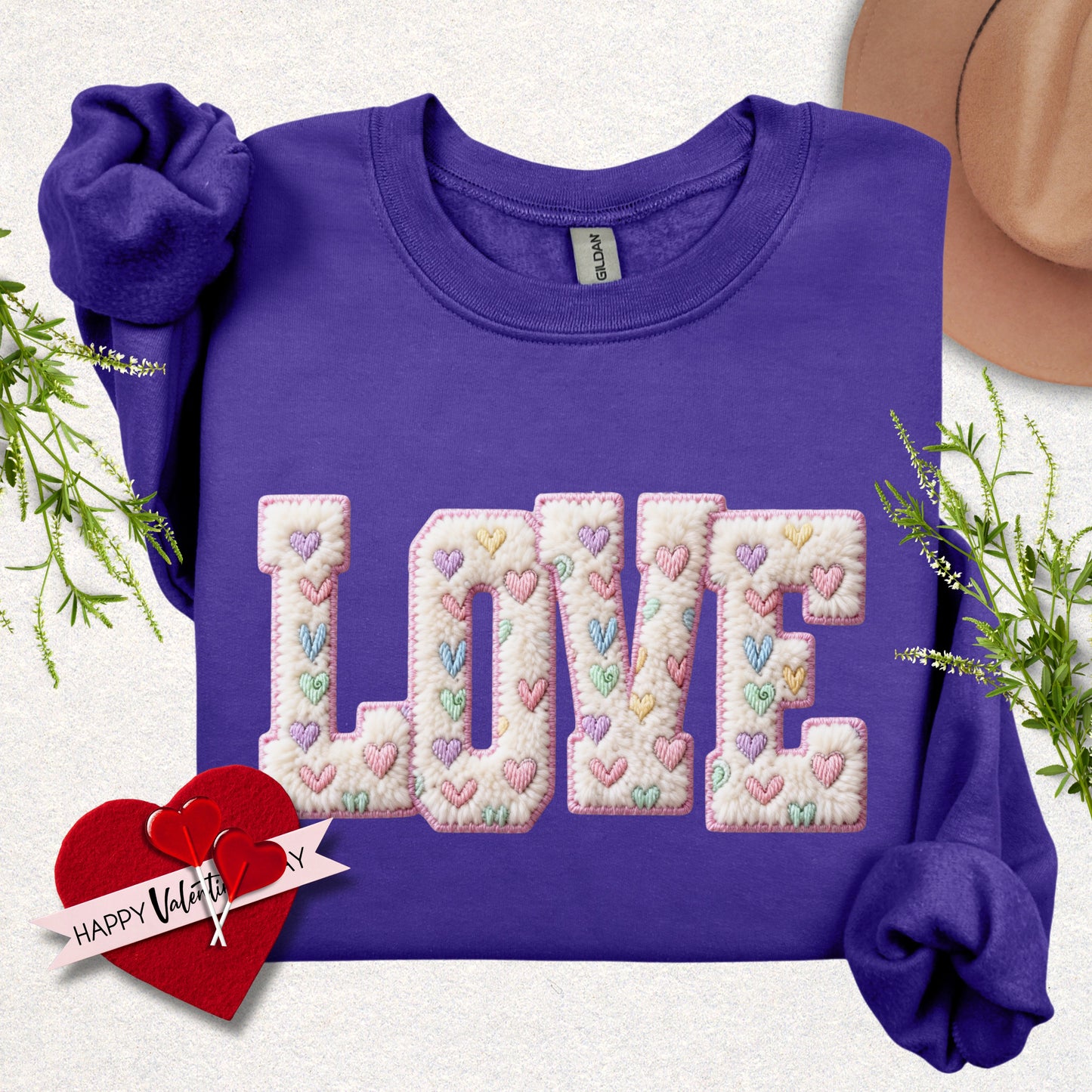 Faux Yarn LOVE Crewneck Sweatshirt
