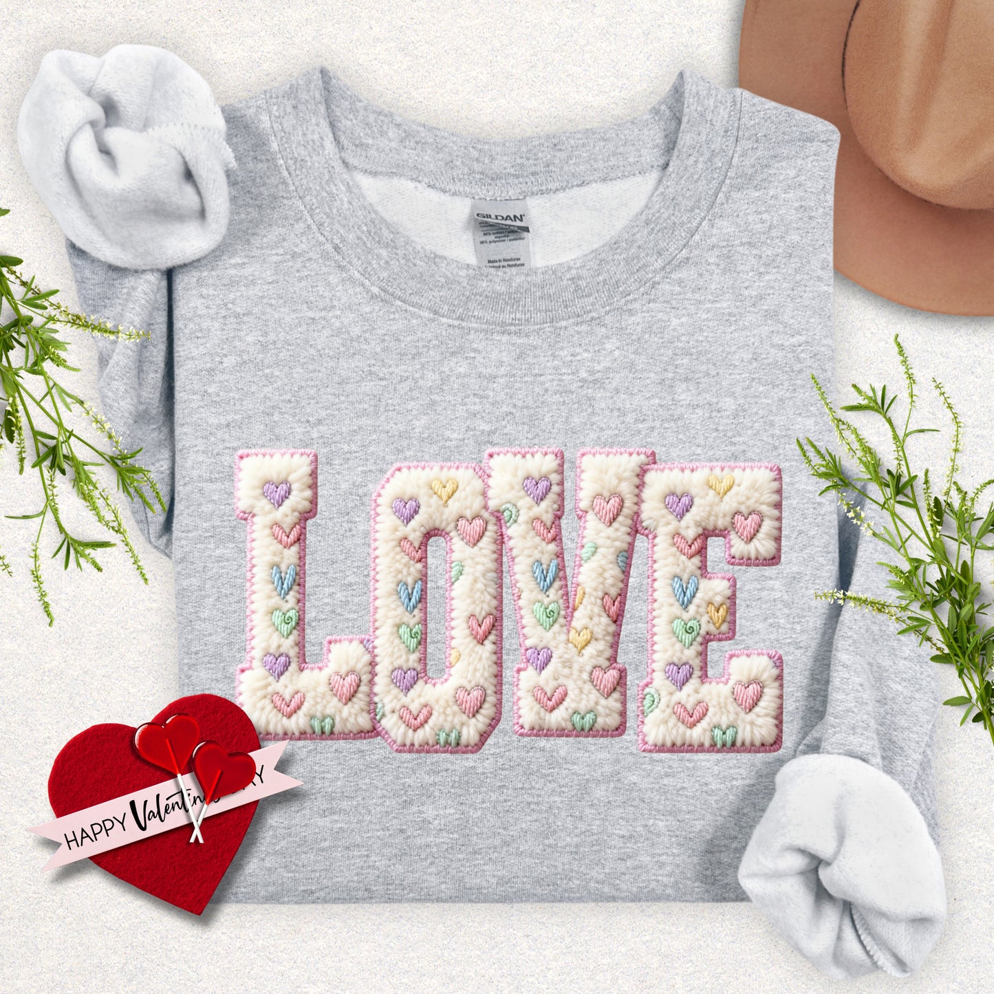 Faux Yarn LOVE Crewneck Sweatshirt