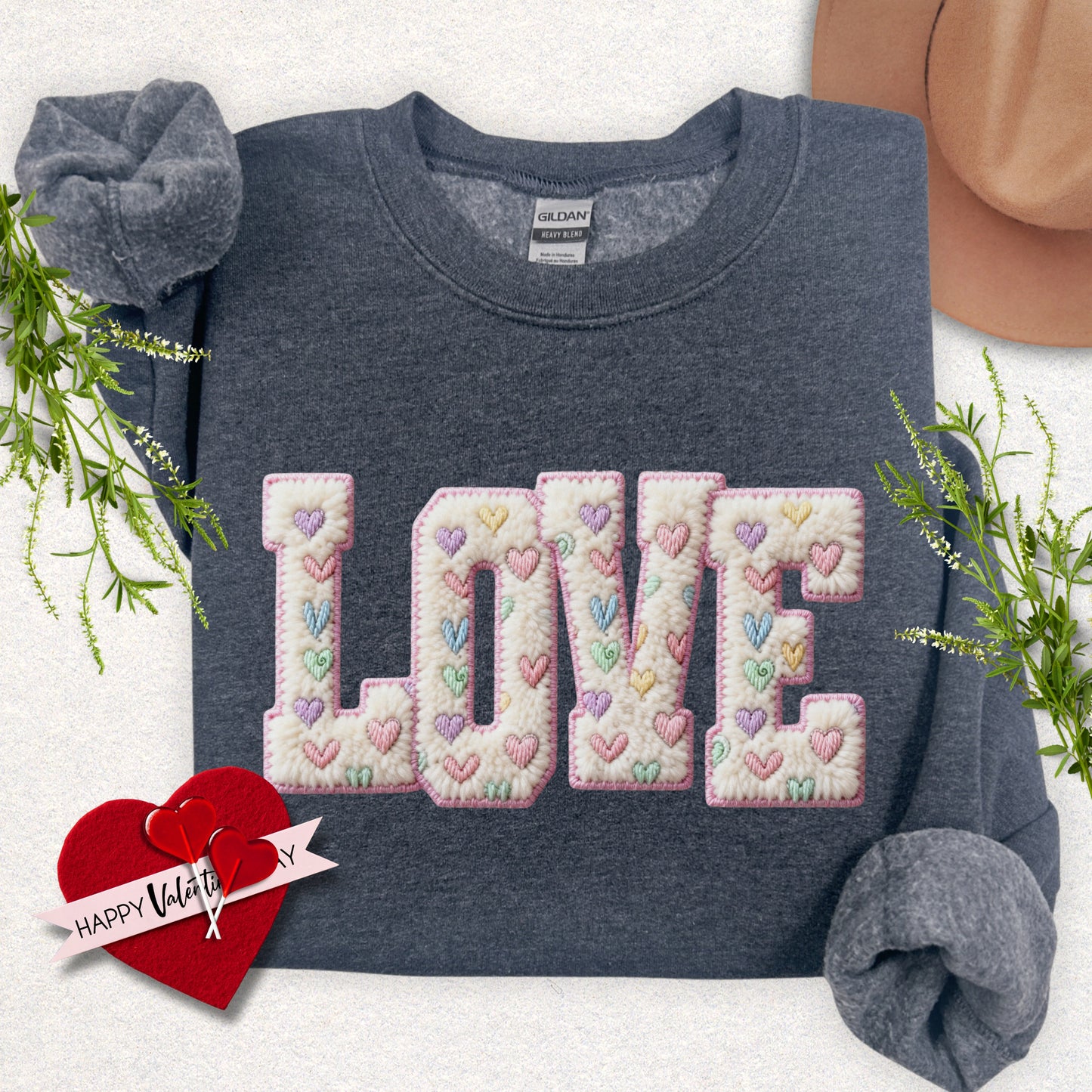Faux Yarn LOVE Crewneck Sweatshirt