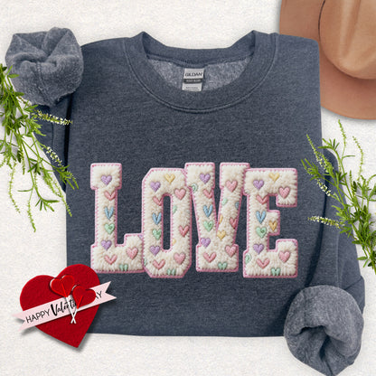 Faux Yarn LOVE Crewneck Sweatshirt