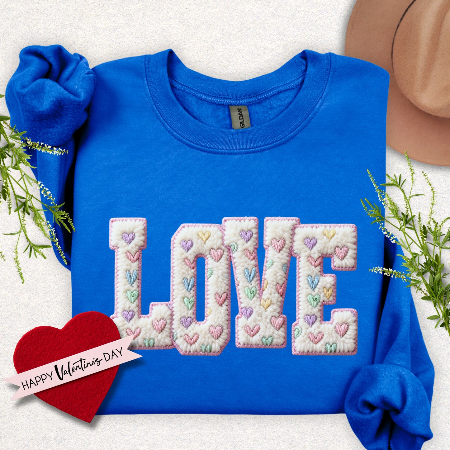 Faux Yarn LOVE Crewneck Sweatshirt
