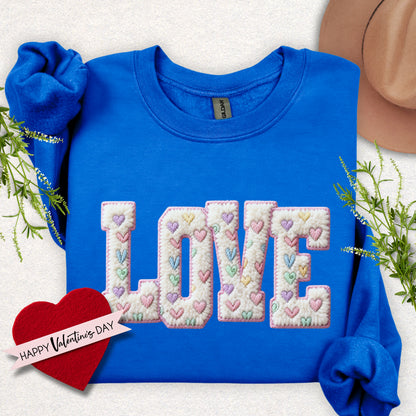 Faux Yarn LOVE Crewneck Sweatshirt