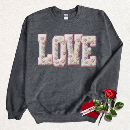 Faux Yarn LOVE Crewneck Sweatshirt