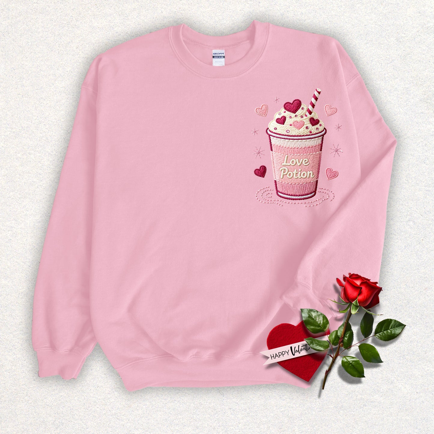 Faux Embroidery Love Potion Sweatshirt