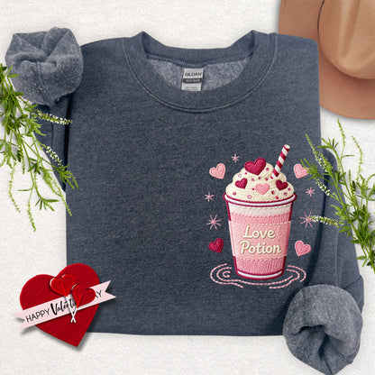 Faux Embroidery Love Potion Sweatshirt