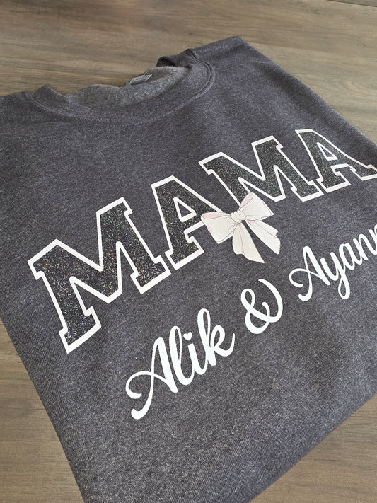 Sparkly Design - Custom MAMA with Kids' Names Sweatshirt