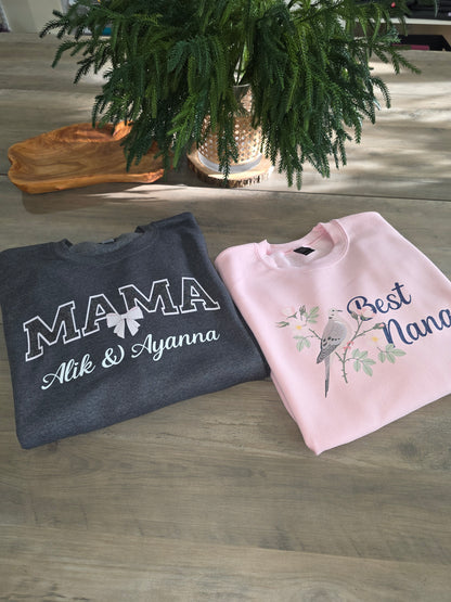 Sparkly Design - Custom BEST NANA/MAMA Sweatshirt, (customizable)