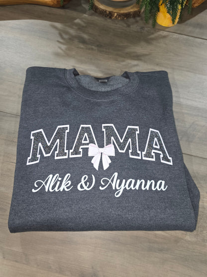 Sparkly Design - Custom MAMA with Kids' Names Sweatshirt
