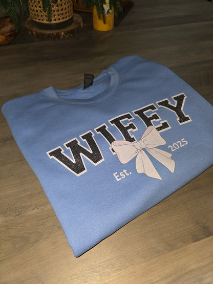 Sparkly Design - Custom WIFEY Sweatshirt, Personalized with Date
