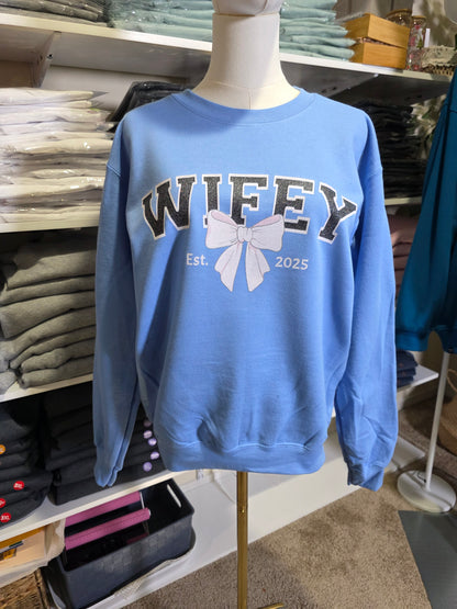 Sparkly Design - Custom WIFEY Sweatshirt, Personalized with Date