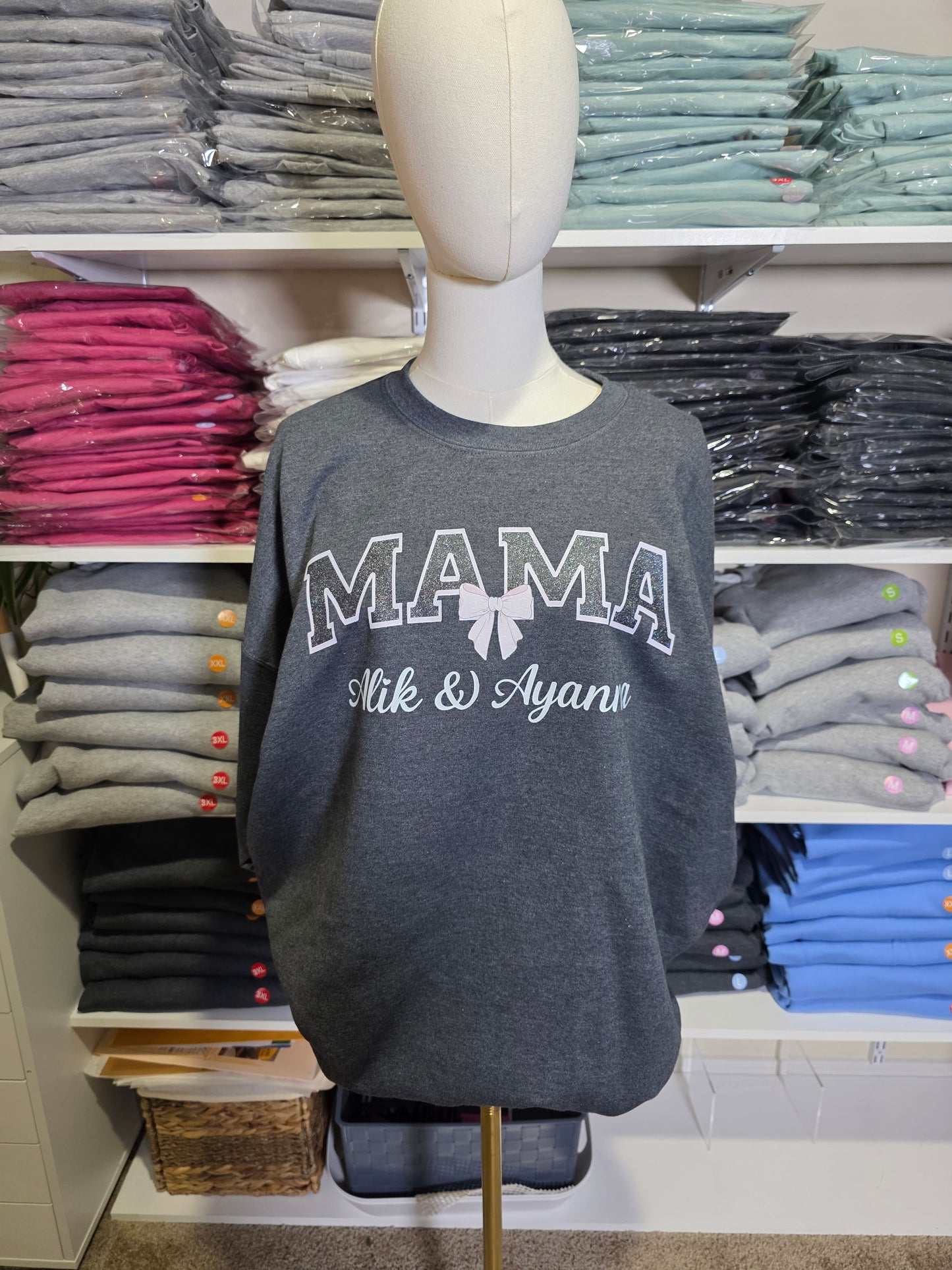 Sparkly Design - Custom MAMA with Kids' Names Sweatshirt