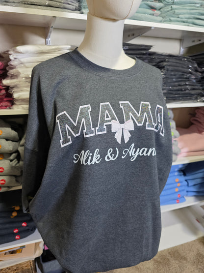 Sparkly Design - Custom MAMA with Kids' Names Sweatshirt