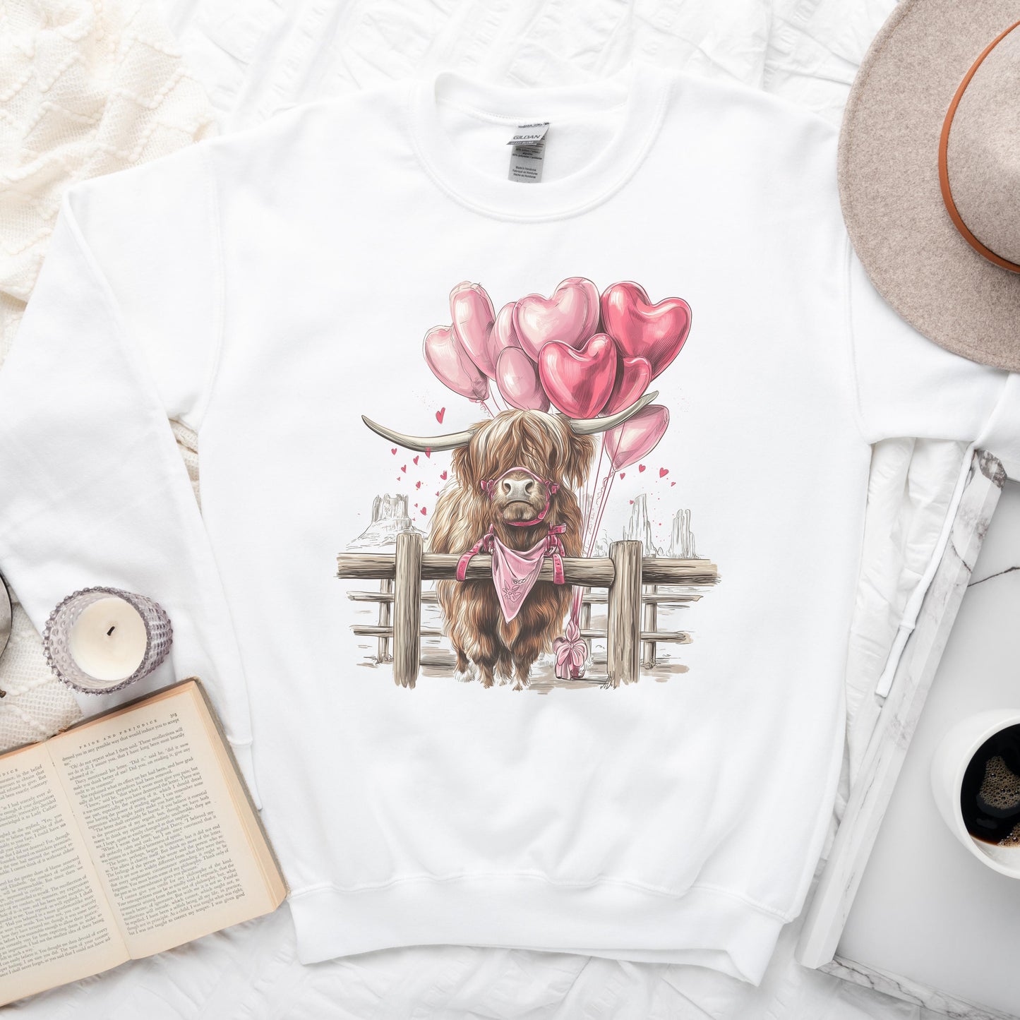 Valentine Highland Cow Sweatshirt