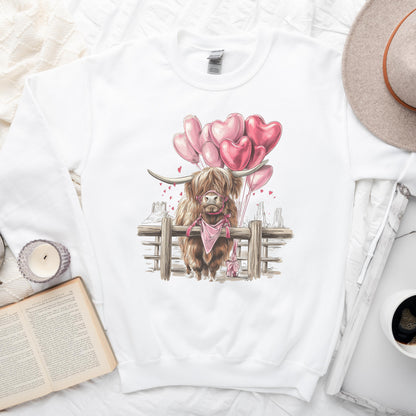 Valentine Highland Cow Sweatshirt