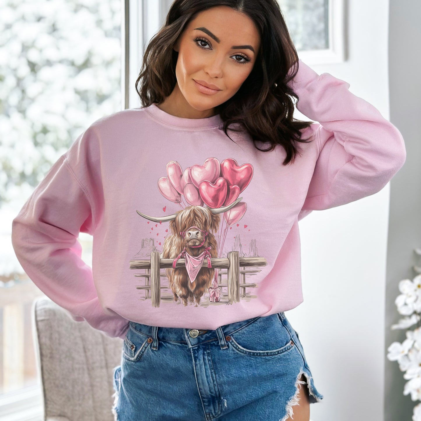 Valentine Highland Cow Sweatshirt