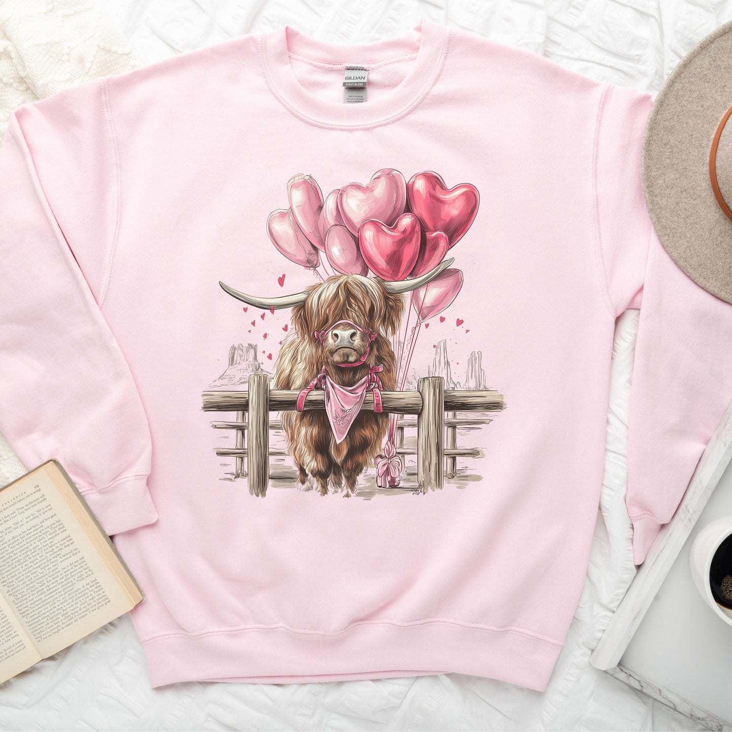 Valentine Highland Cow Sweatshirt