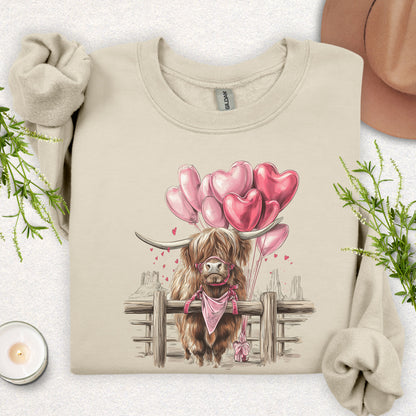 Valentine Highland Cow Sweatshirt