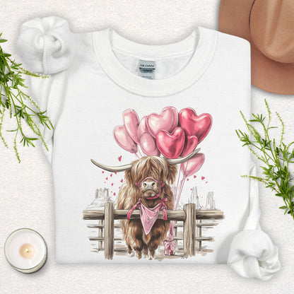 Valentine Highland Cow Sweatshirt