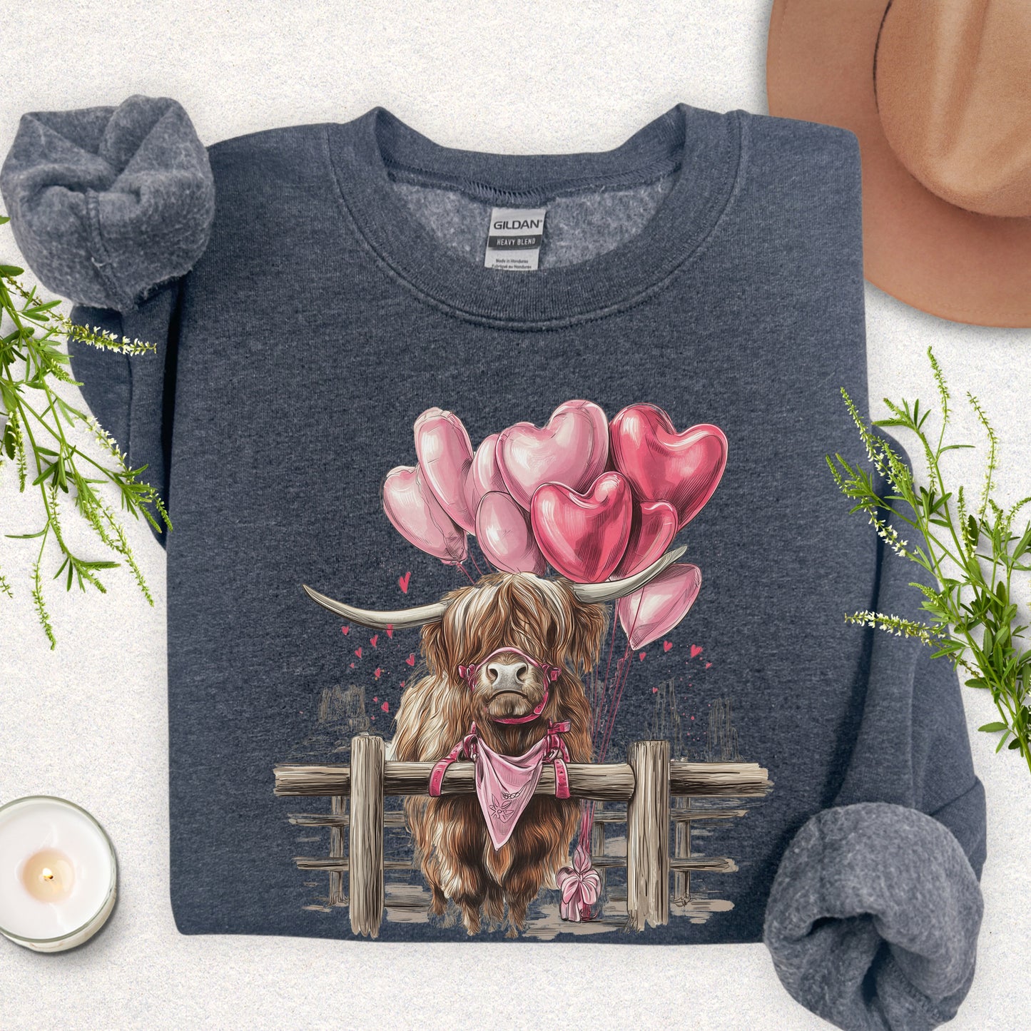Valentine Highland Cow Sweatshirt