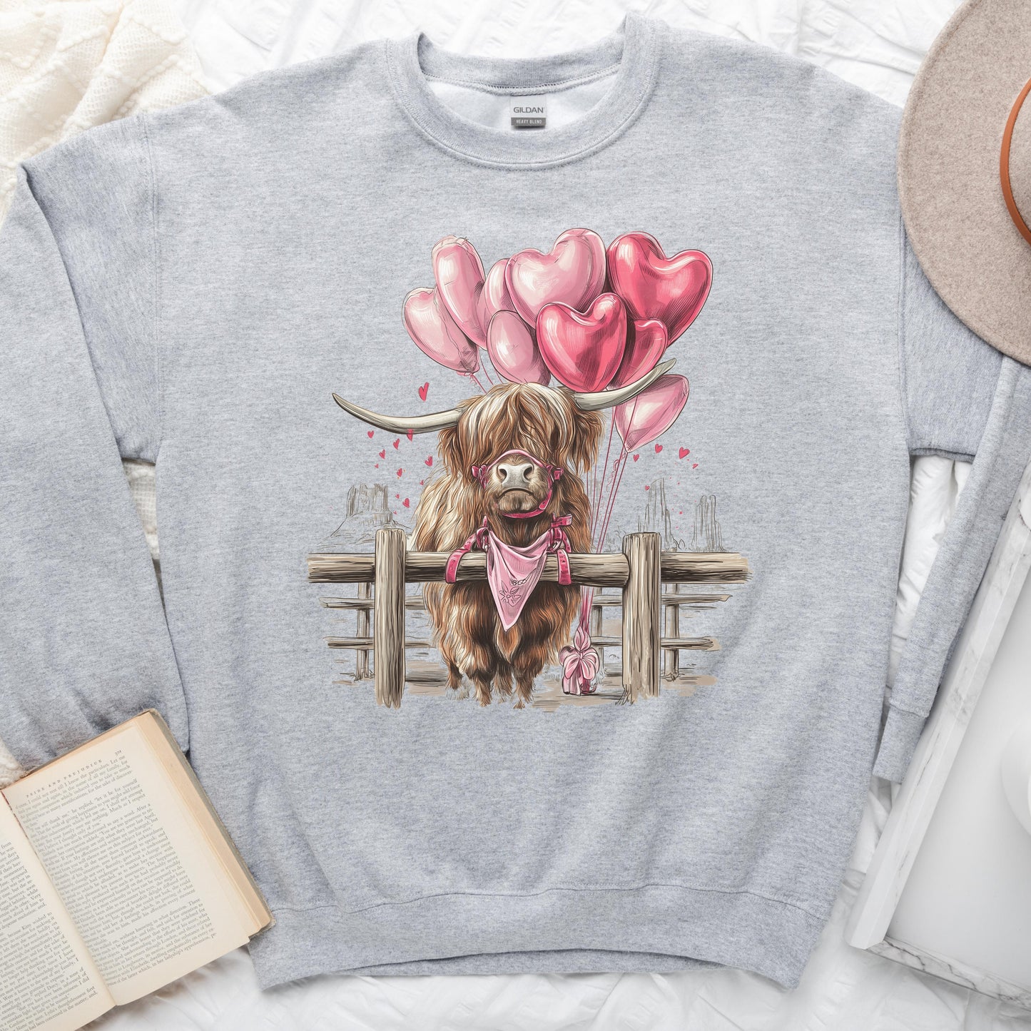 Valentine Highland Cow Sweatshirt