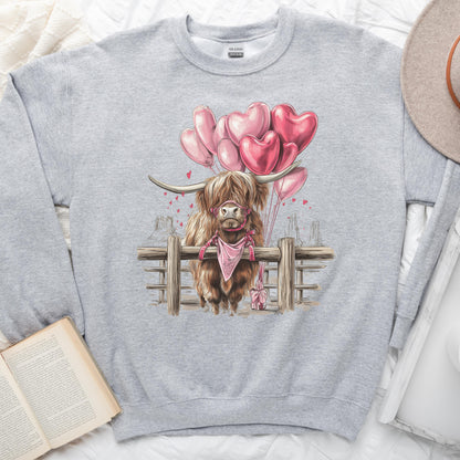 Valentine Highland Cow Sweatshirt