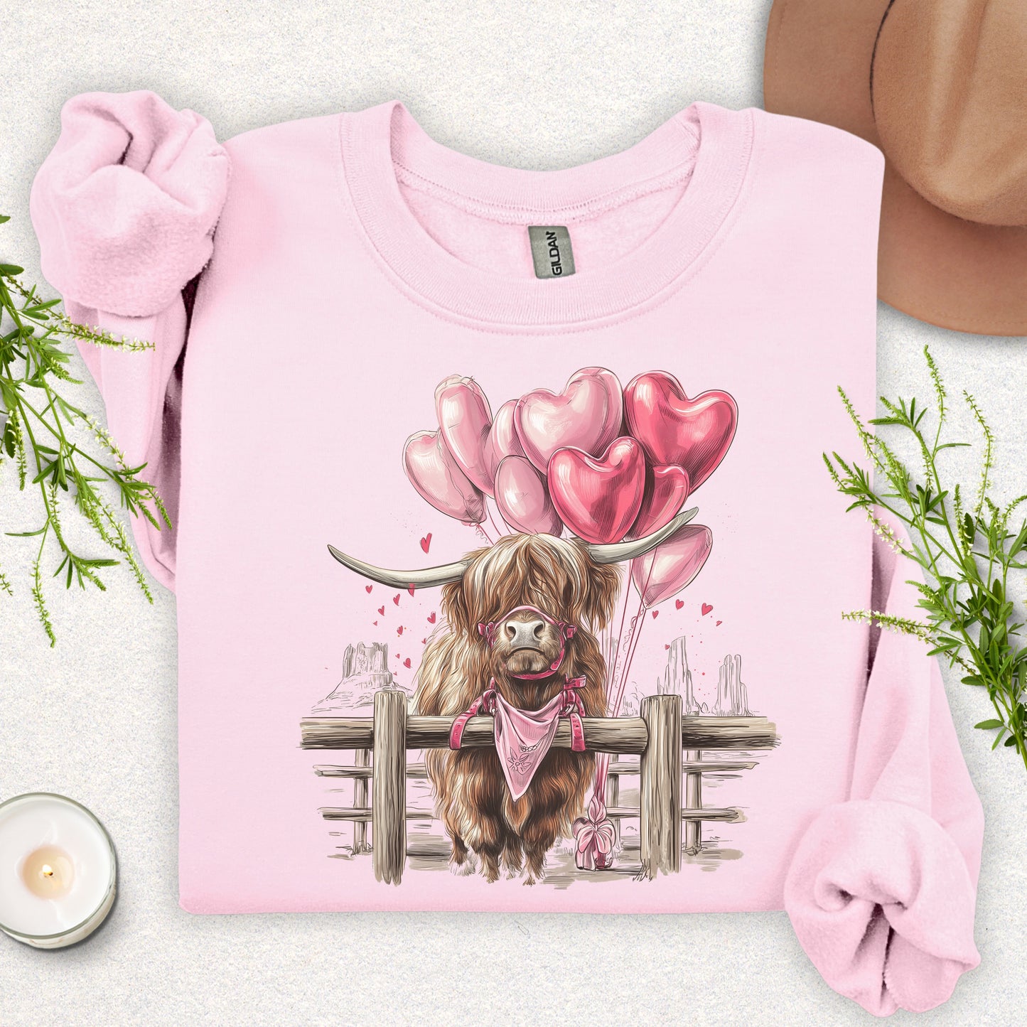 Valentine Highland Cow Sweatshirt