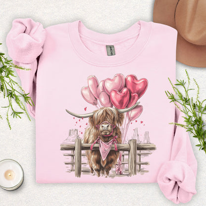 Valentine Highland Cow Sweatshirt