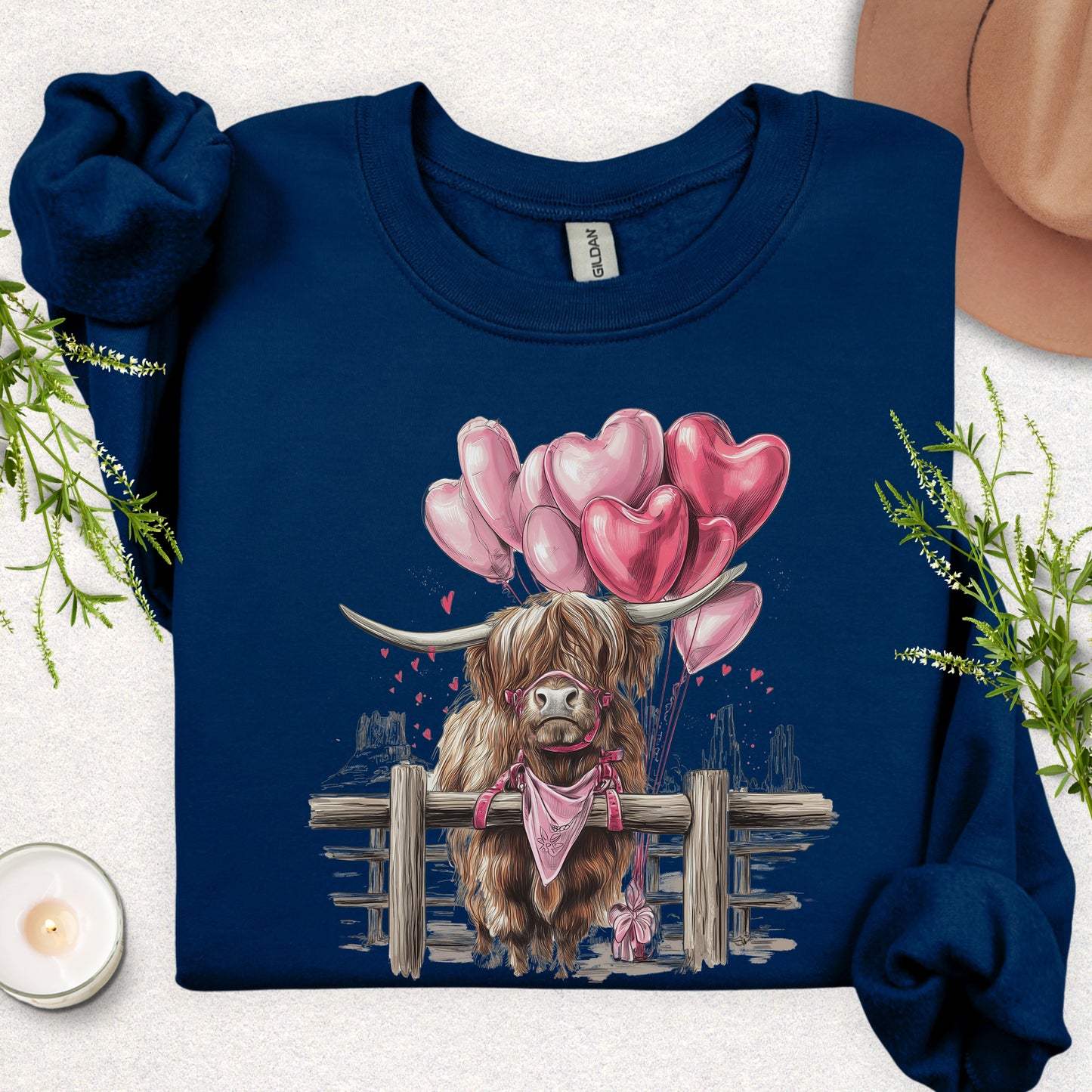 Valentine Highland Cow Sweatshirt