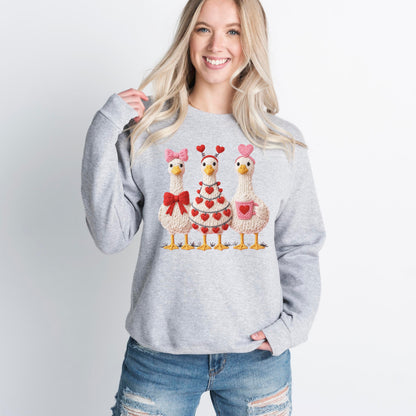 Faux Yarn Cozy Hearts Goose Sweatshirt