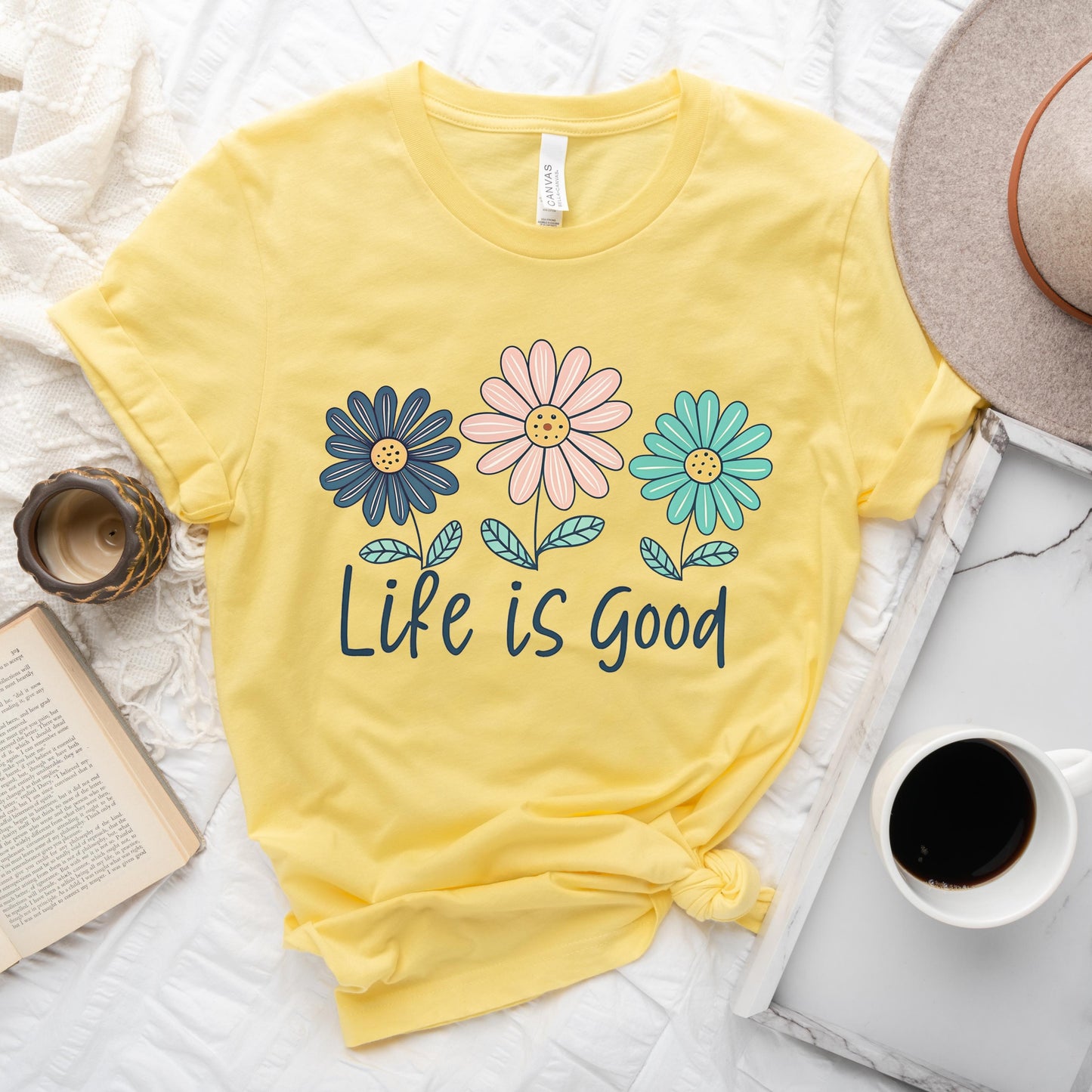 Life is Good Positive Daisy Tee