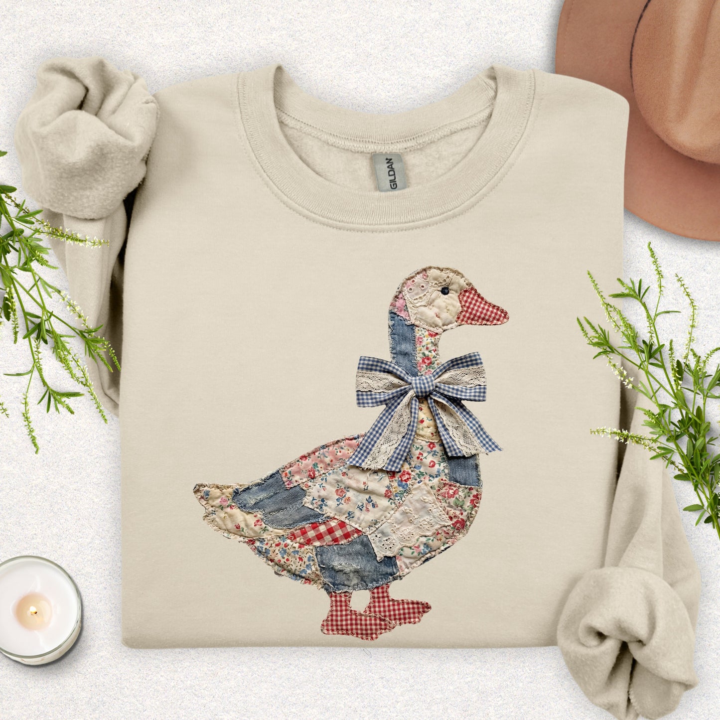 Faux Patchwork Quilted Farmhouse Fancy Sweatshirt