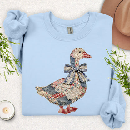 Faux Patchwork Quilted Farmhouse Fancy Sweatshirt