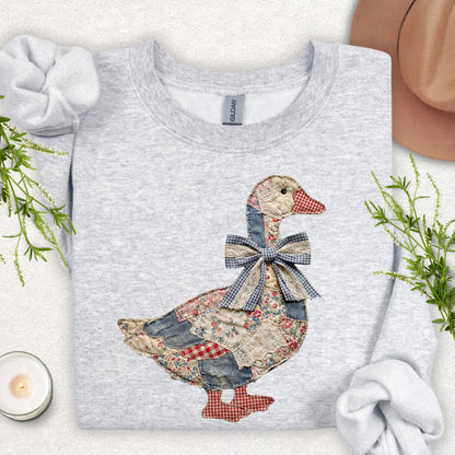 Faux Patchwork Quilted Farmhouse Fancy Sweatshirt