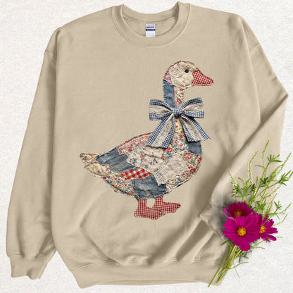 Faux Patchwork Quilted Farmhouse Fancy Sweatshirt