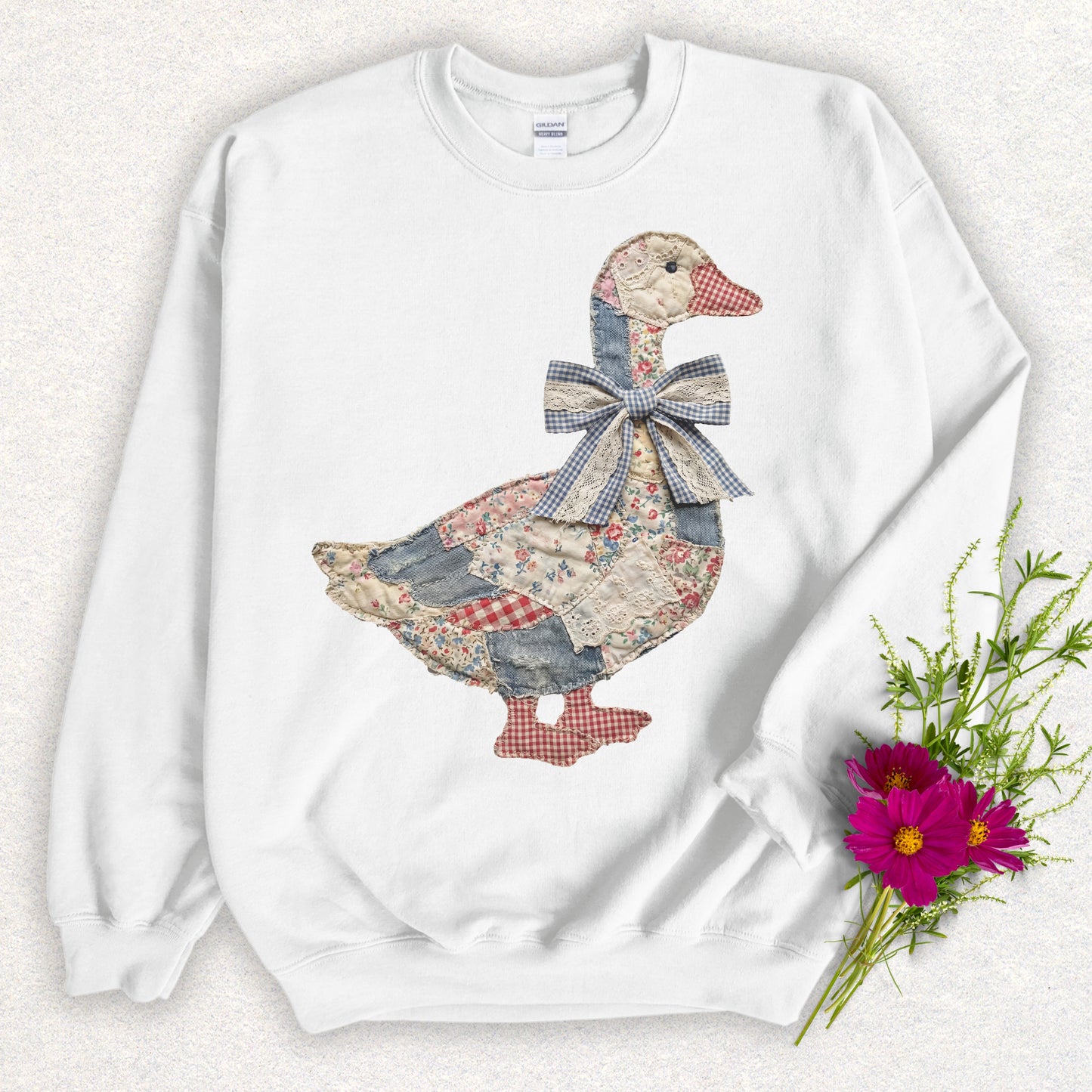 Faux Patchwork Quilted Farmhouse Fancy Sweatshirt