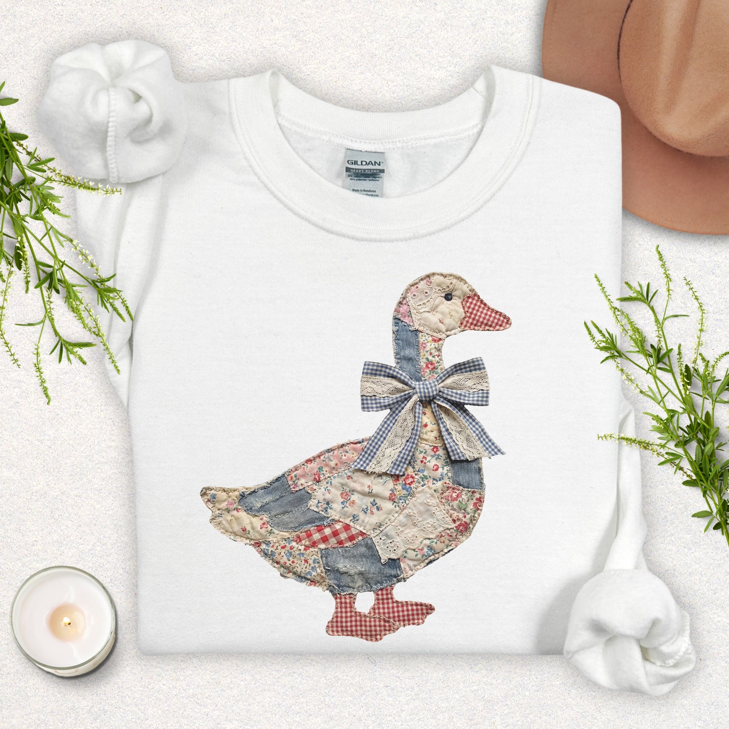 Faux Patchwork Quilted Farmhouse Fancy Sweatshirt