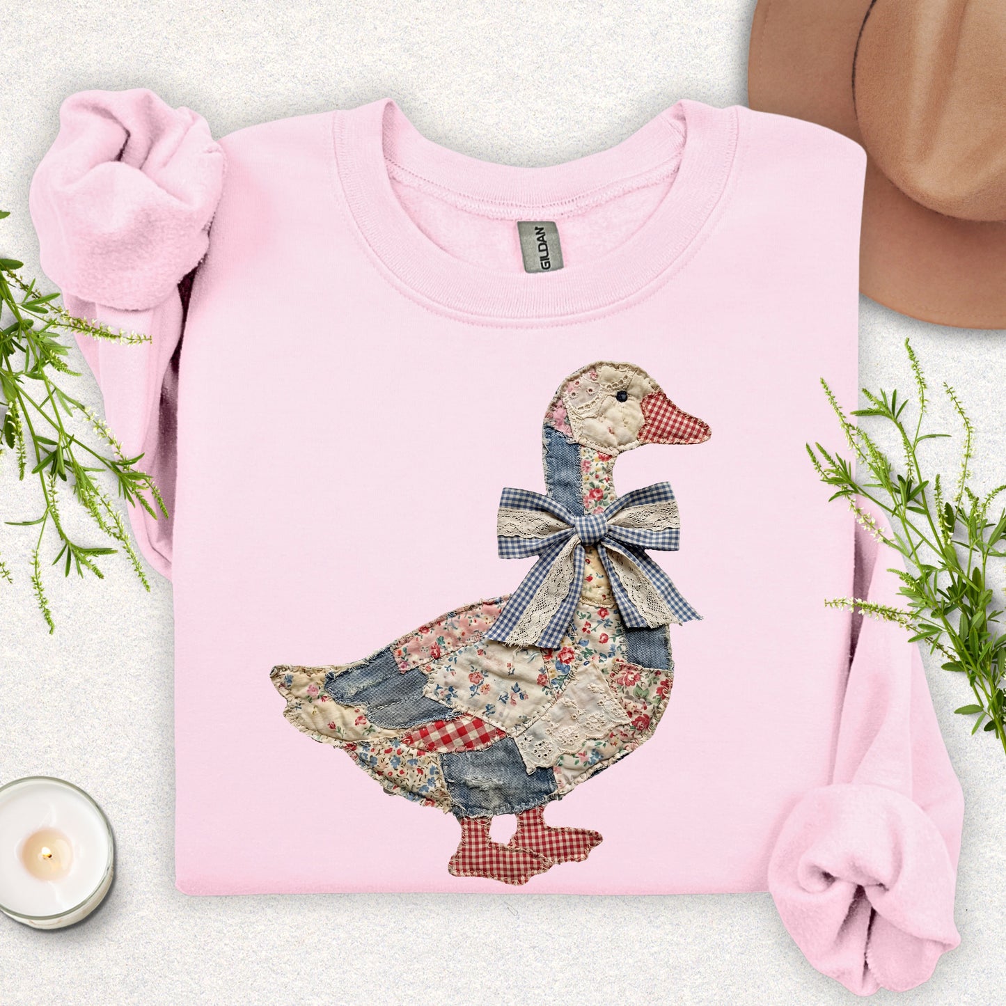 Faux Patchwork Quilted Farmhouse Fancy Sweatshirt