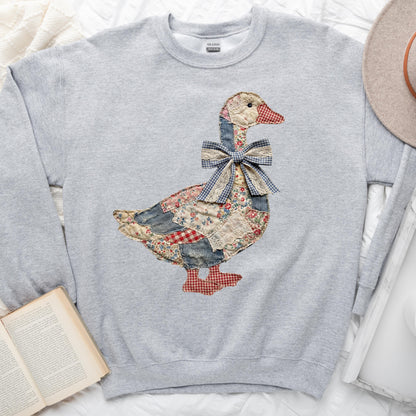 Faux Patchwork Quilted Farmhouse Fancy Sweatshirt