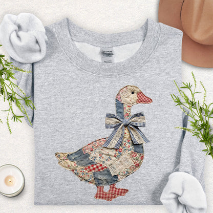 Faux Patchwork Quilted Farmhouse Fancy Sweatshirt