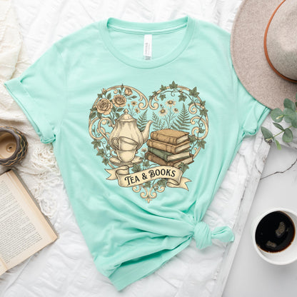 Vintage Tea & Books Heart Tee