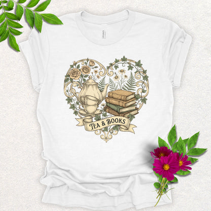 Vintage Tea & Books Heart Tee